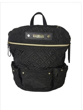 Adrienne Vittadini Black Quilted Padded Backback Laptop Bag